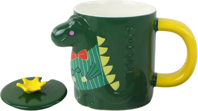 Mug avec dinosaure vert avec couvercle 400 ml