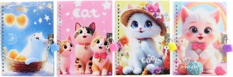 Carnet avec cadenas motif chaton