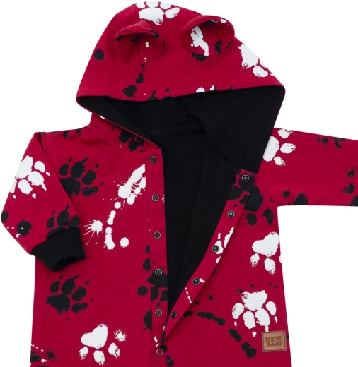 Capuche avec petites oreilles et imprimé ludique de petites pattes