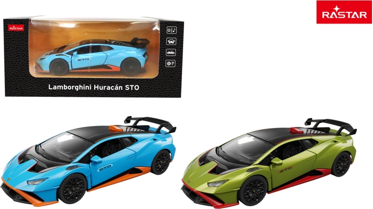 Modèle de voiture en métal Rastar Lamborghini Huracan STO 1:32 bleu - 1 pièce