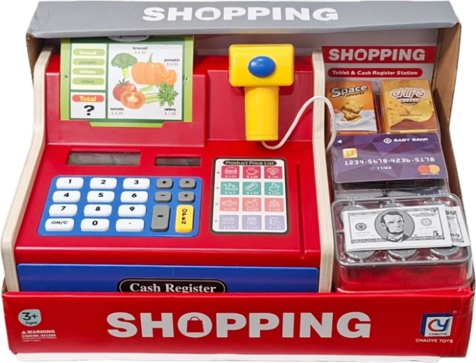 Caisse enregistreuse en bois pour enfants avec accessoires