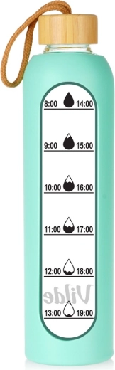 Bouteille d’eau en verre Vilde avec housse en silicone menthe 1 l