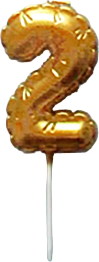 Bougie de gâteau chiffre 2 dorée 6 cm