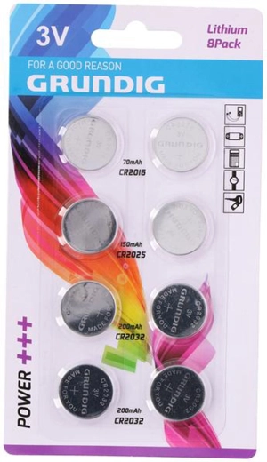 Piles bouton au lithium – lot de 8 pièces, assortiment de types