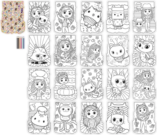 Tout-en-un : coloriages, crayons de couleur et autocollants