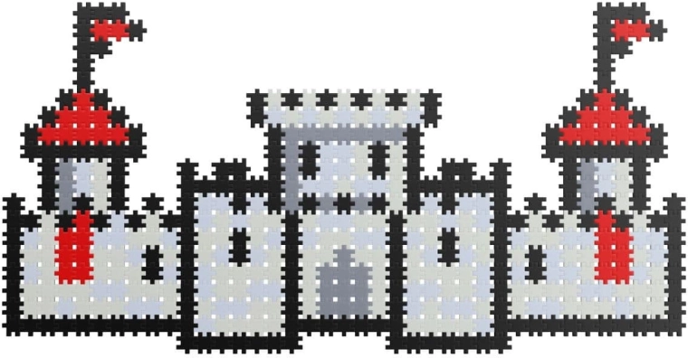 Chevalier et château en style pixel