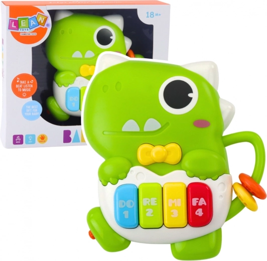 Mini pianinko Dinosaure vert avec lumières et sons