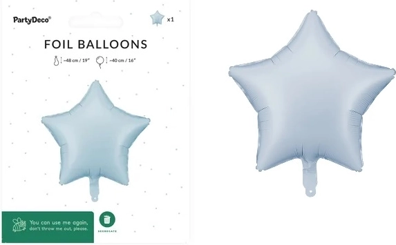 Ballon en aluminium étoile 48 cm bleu brumeux