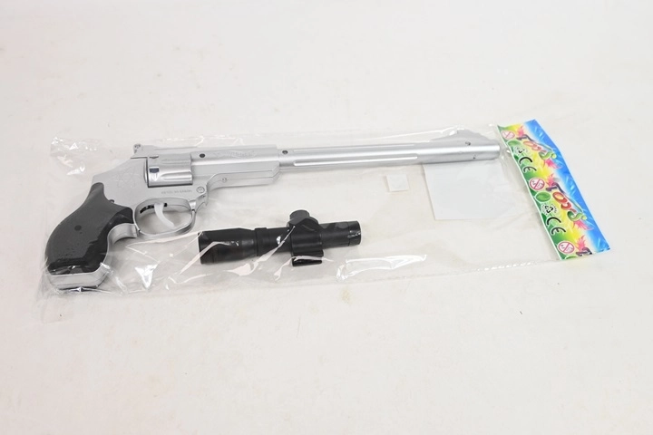 Pistolet à amorces pour enfant long argenté avec lunette