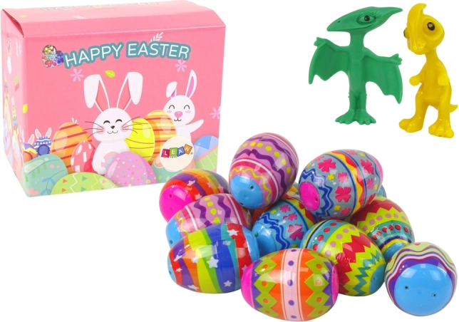 Coffret de Pâques – œufs avec figurines de dinosaures, 12 pcs