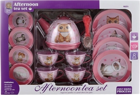 Service à thé en métal avec chatons