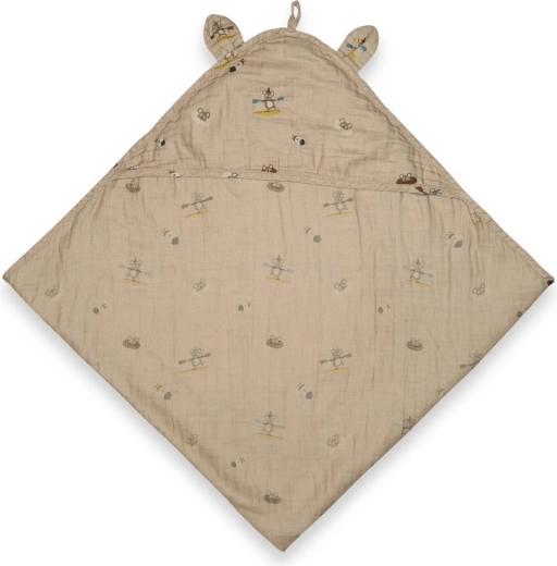 Nuuroo Danila serviette enfant en mousseline avec capuche beige surfer - 1 pièce