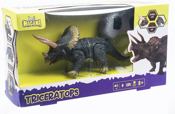 Dinosaure Tricératops télécommandé avec lumières et sons