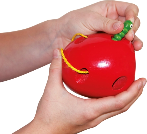 Pomme en bois avec ver fixé