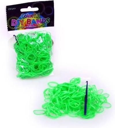 Lot de 250 élastiques à tisser vert clair avec crochet et fermoirs