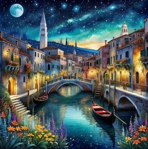 Peinture diamant Nocturne Venise 30x40 cm