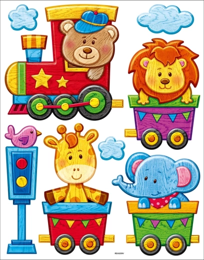 Autocollants muraux décoratifs Petit train avec animaux
