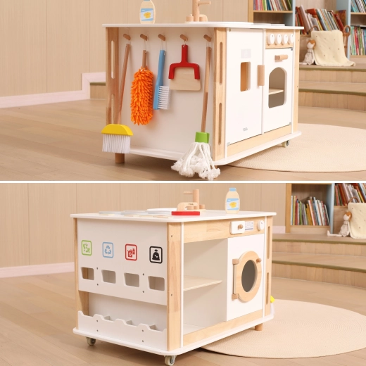 Tout‑en‑un : cuisine, lessive et ménage