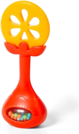 BabyOno anneau de dentition éducatif avec hochet orange