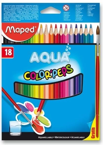 Crayons aquarellables triangulaires Maped Aqua Color'Peps 18 pcs avec pinceau