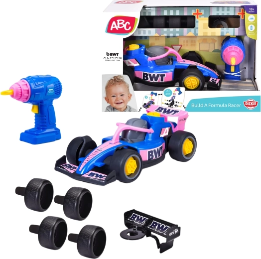Voiture de course BWT Alpine Dickie Toys ABC Build A à construire avec tournevis électrique