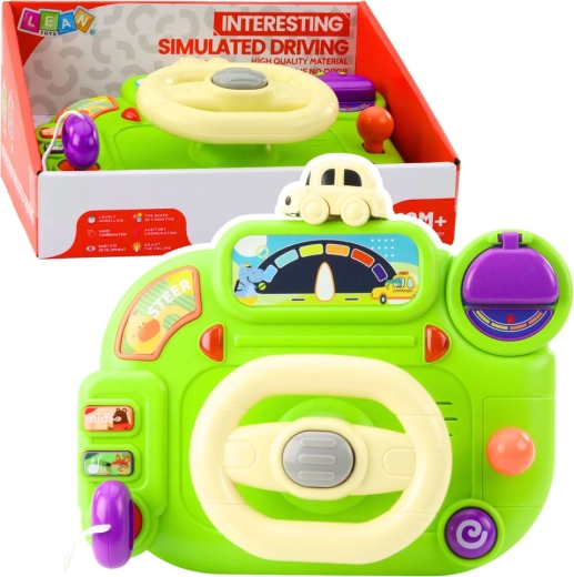 Volant interactif pour enfants – simulateur de conduite vert avec lumières et sons