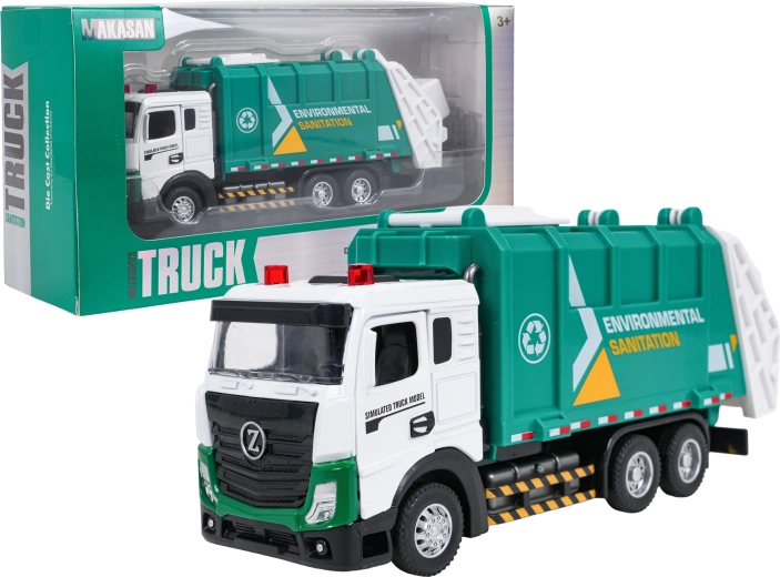 Camion-poubelle en métal avec effets lumineux et sonores