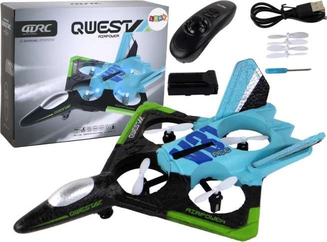 Avion de chasse RC avec éclairage LED coloré – bleu