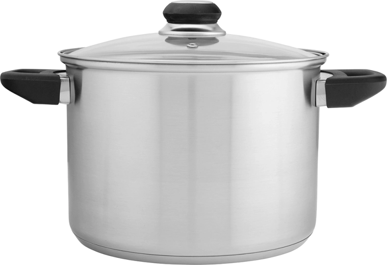 Altom design Emilio grande marmite haute en acier inoxydable 5,6 l avec couvercle en verre 22 cm