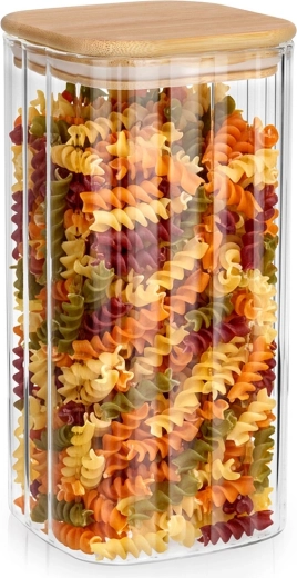 Bocal en verre Vilde pour aliments secs avec couvercle en bambou 1,6 l