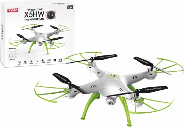 Drone télécommandé vert et blanc