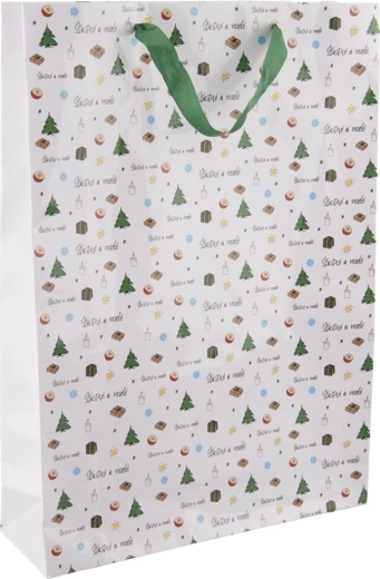 Sac cadeau en papier Joyeux Noël 32,5 × 10 × 45,5 cm