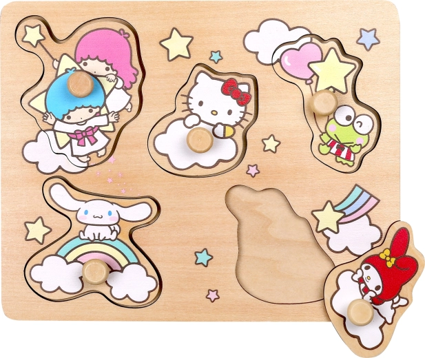 Puzzle d’encastrement en bois avec poignées Hello Kitty