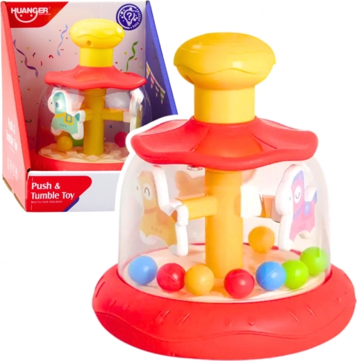 Manège interactif type babka avec billes pour bébé rouge