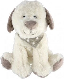 Chien en peluche avec foulard 23 cm – blanc