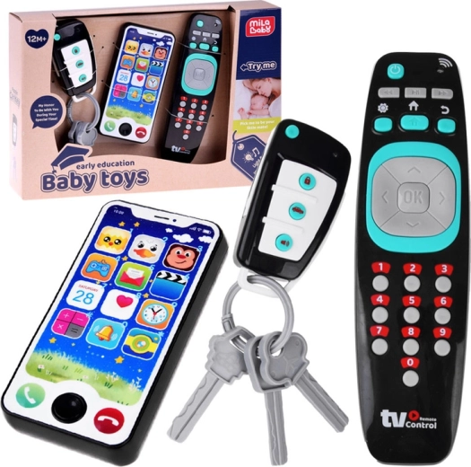 Ensemble interactif pour les tout-petits : téléphone, télécommande et clés avec sons et lumière