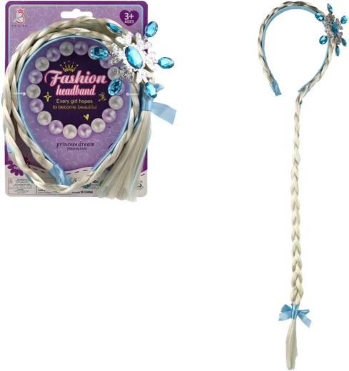 Kit beauté de carnaval – serre-tête avec longue tresse blonde et flocon bleu