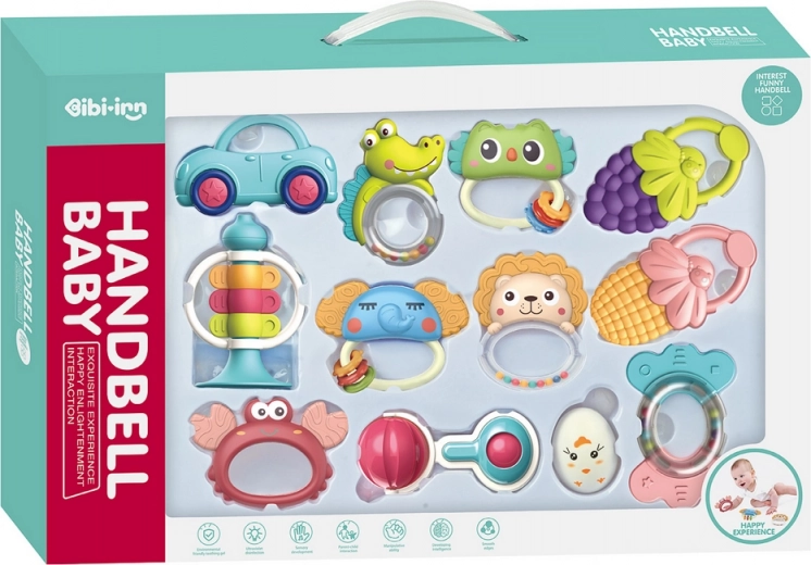 Ensemble de hochets et anneaux de dentition Animaux 12 pcs