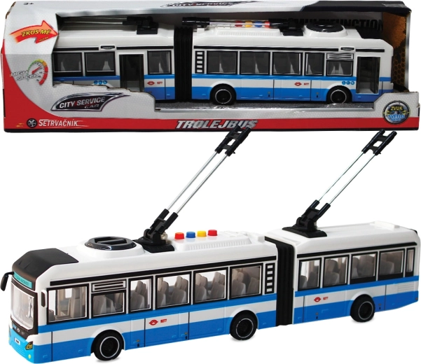 Trolleybus articulé 1:16 bleu avec sons à inertie