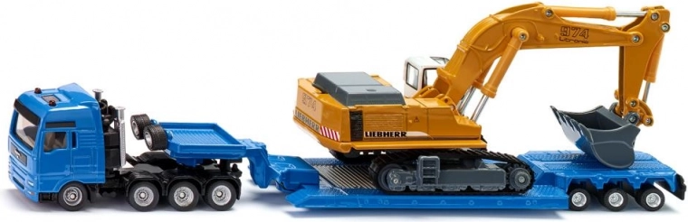 Camion avec remorque surbaissée et pelle sur chenilles 1:87