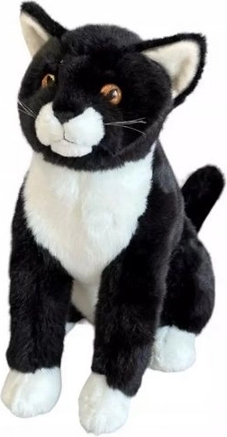 Chat noir en peluche assis 28 cm