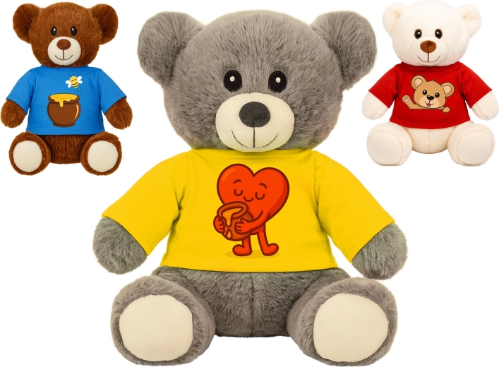 Ours en peluche assis en T-shirt 26,5 cm