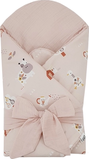 Couverture d’emmaillotage en mousseline avec insert en fibre de coco Powder Pink 75 × 75 cm