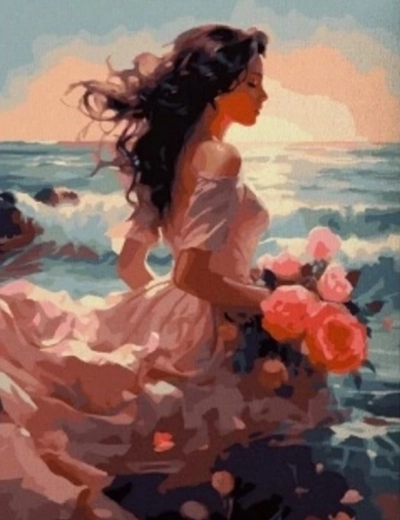 Norimpex peinture par numéros Femme sur la plage 40 × 50 cm