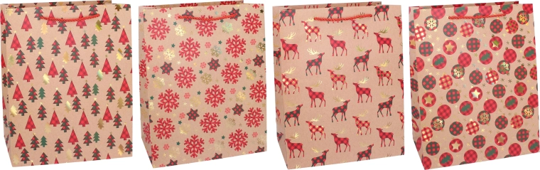Sac cadeau de Noël M 26 × 32 × 10 cm - 1 pièce