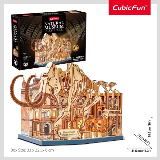 CubicFun Puzzle 3D Natural Museum – Mammouth avec éclairage LED