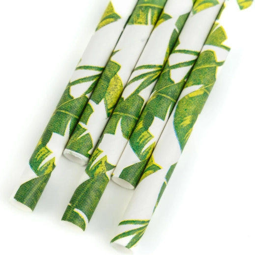 Paille en papier avec motif jungle 197 × 6 mm, 25 pièces