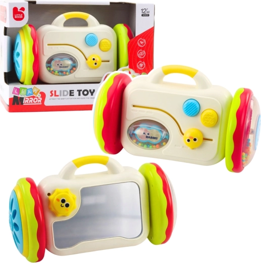 Miroir interactif à roulettes pour bébés – jouet éducatif avec hochet