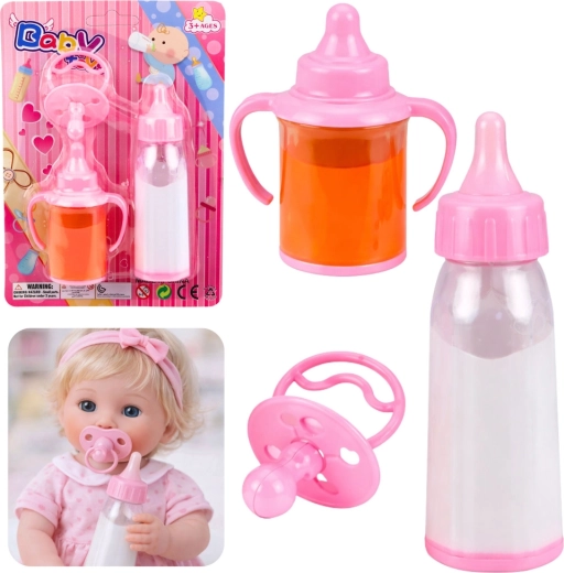 Biberons magiques pour poupées avec tétine, 3 pièces