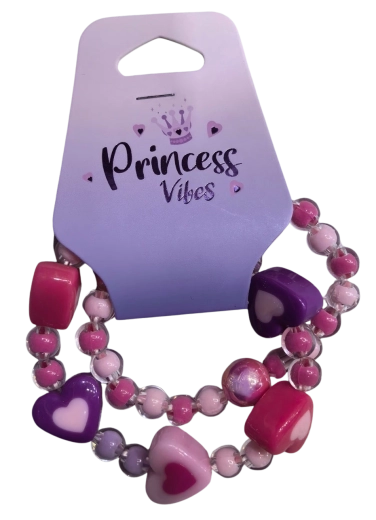 PINK lot de bracelets en perles avec cœurs, 2 pcs